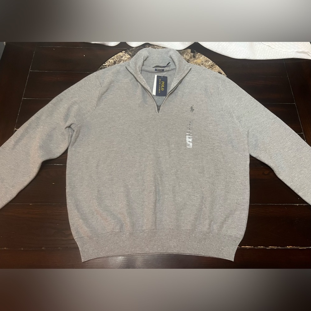 NWT!!! Polo by Ralph Lauren Grey Pima Cotton Knit Pullover, size XL
